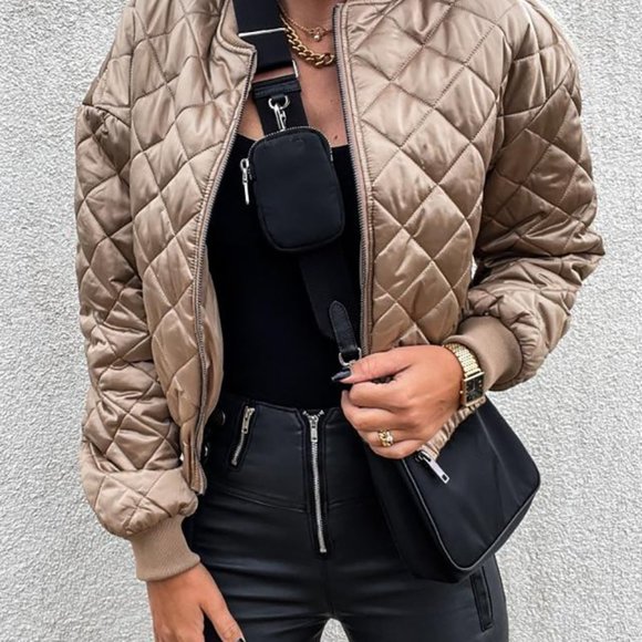 Quilted Long Sleeve Zipper Design Puffer Jacket - Picture 4 of 4